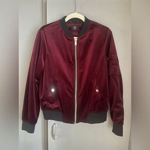 Velvet Burgundy Bomber Jacket